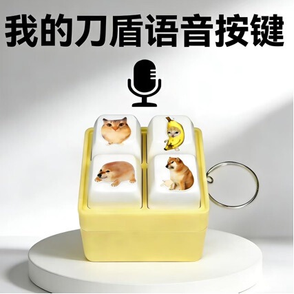 New Model of My Knife and Shield Four-Grid Voice-Activated Creative Sound Pendant Keychain Prank Toy with Press Buttons