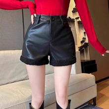 黑色PU皮短裤女2025秋冬新款高腰小个子包臀辣妹大码休闲皮短裤子