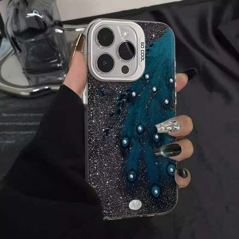 Nueva pluma de pavo real para iPhone 16 funda para teléfono móvil Apple 15promax/14 transfronterizo 13pro12 comercio exterior