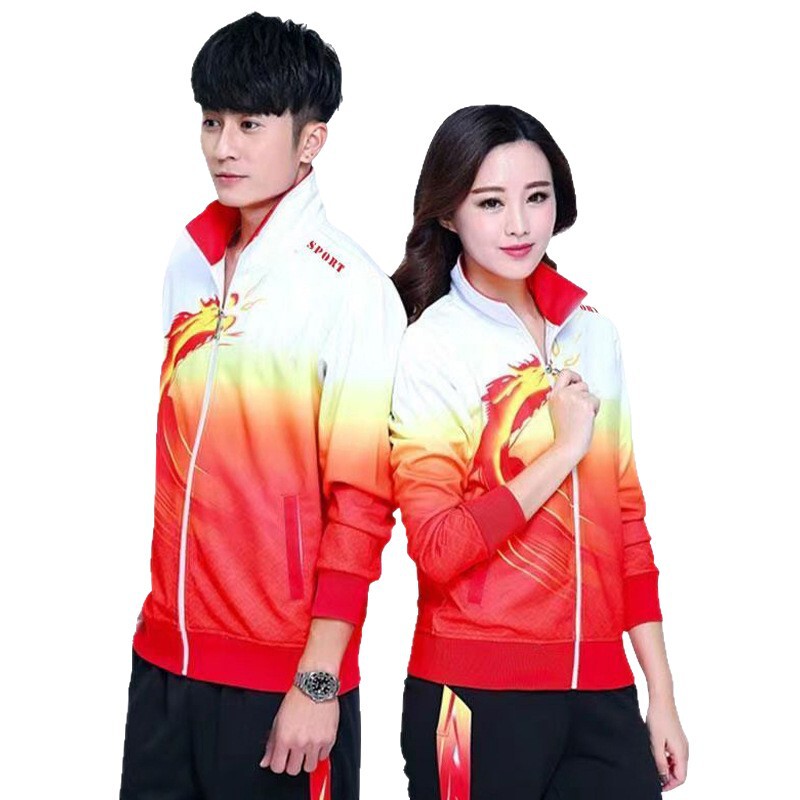 春と秋のスポーツ服セット男女アウトドアスポーツトレーニング競技服中国龍競技服セット|undefined