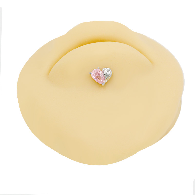 Piercing de nombril cœur avec zircone rose style esthétique_voghion.com