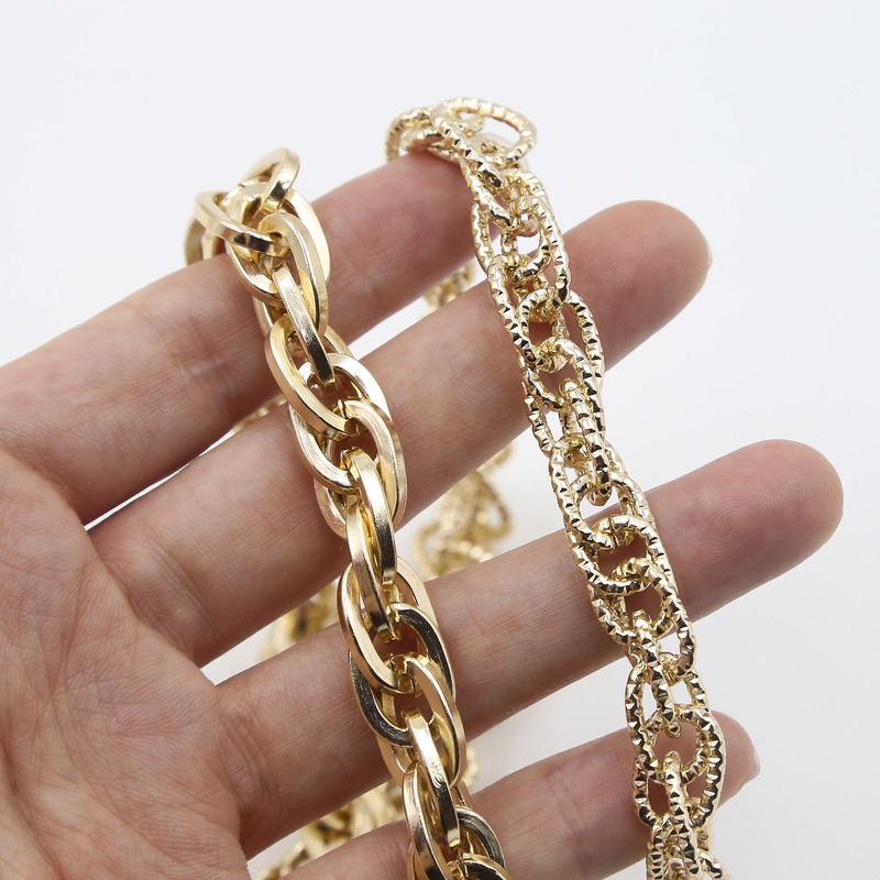 色褪せないアルミチェーン、金メッキダブルバックルチェーン、ゴールドネックレス、ジュエリーチェーン、セーターバッグ、ジュエリーチェーン|undefined
