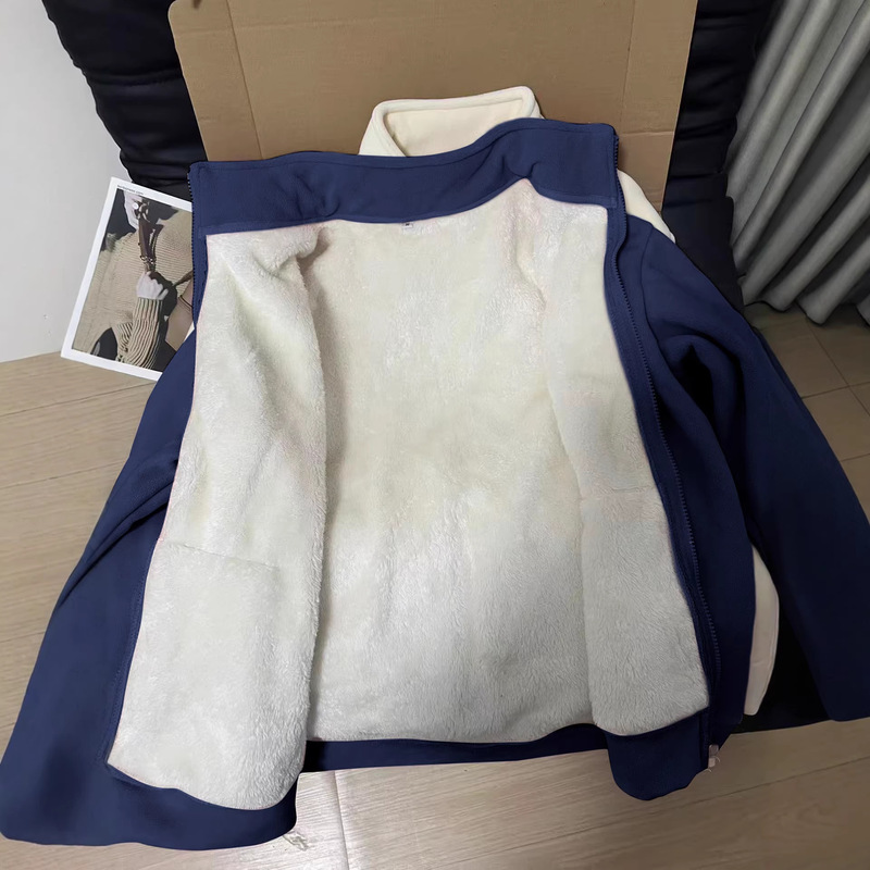 Women's fleece jacket with thickened lining, 2025 new cardigan style, lamb fleece warm sweatshirt, autumn and winter cotton coat for women Women's fleece jacket with thickened lining, 2025 new cardigan style, lamb fleece warm sweatshirt, autumn and winter cotton coat for women
