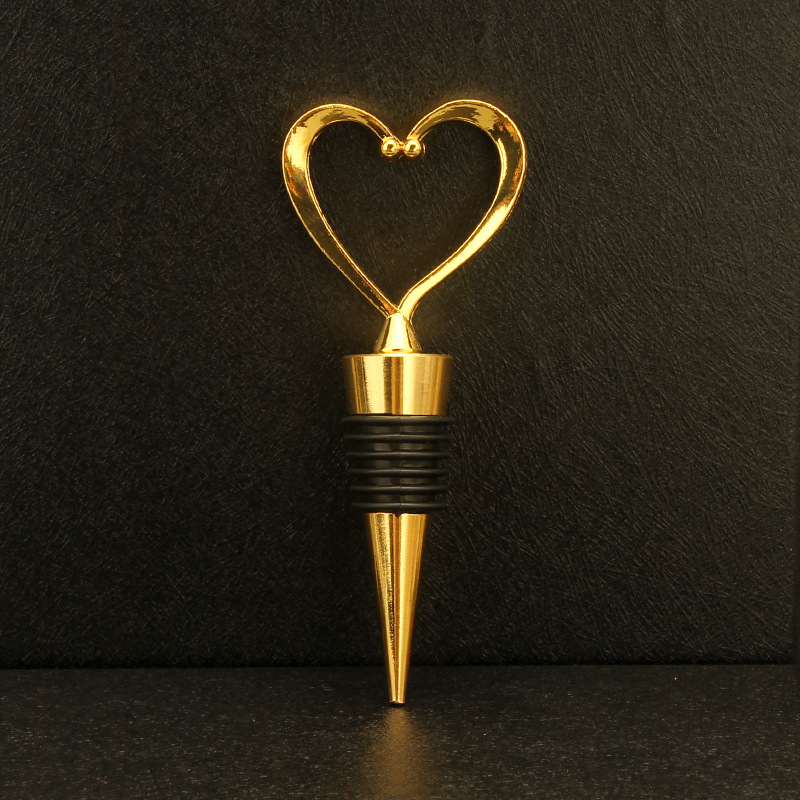 En forma de corazón tapón de vino de aleación de preservación de vino sellado tapón de botella transfronteriza Venta caliente conjunto de vino bar del hotel suministros de la boda