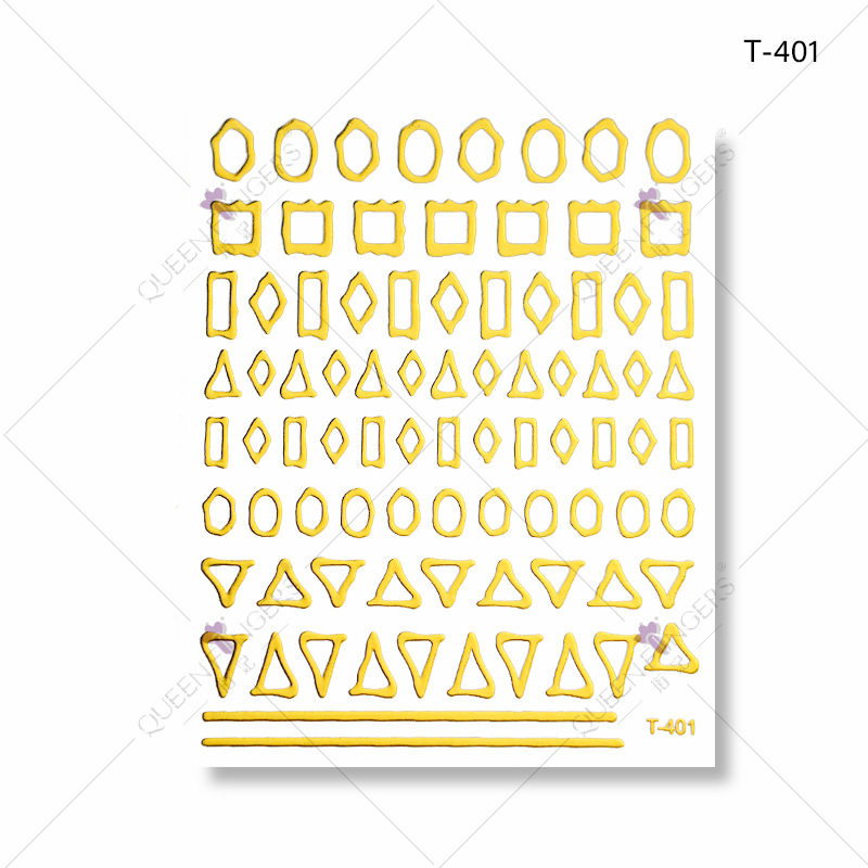 Dedo bowknot diamante bronceado DIY pasta de uñas gato línea geométrica buey Año Nuevo serie manicura pegatinas