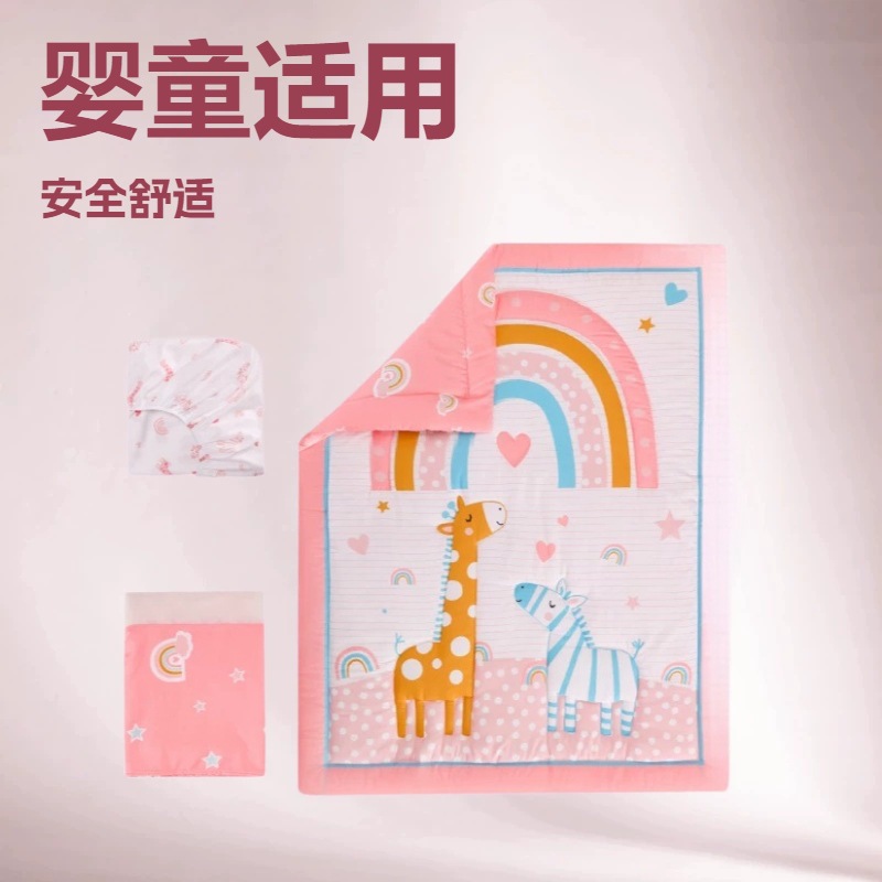 해외 무역 공장 국경 신생아 세트 어린이 이불 침대 모자 싱글 침대 스커트 유아 침구 3 종 세트