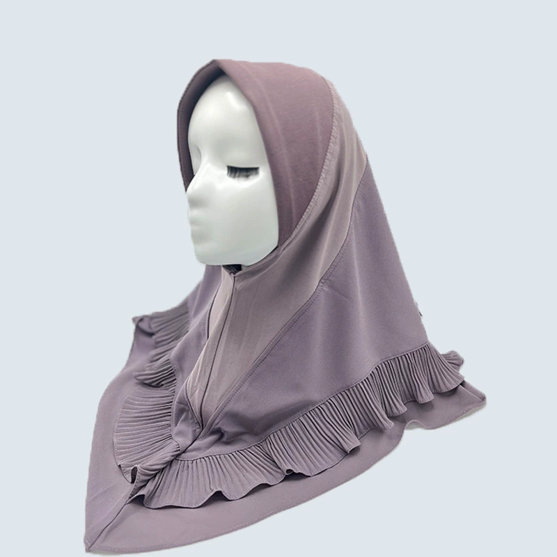 Кросс-бордер двойной слой складчатый платок из chiffon однотонный женский головной убор удобная шляпа от солнца для головы hija scarf
