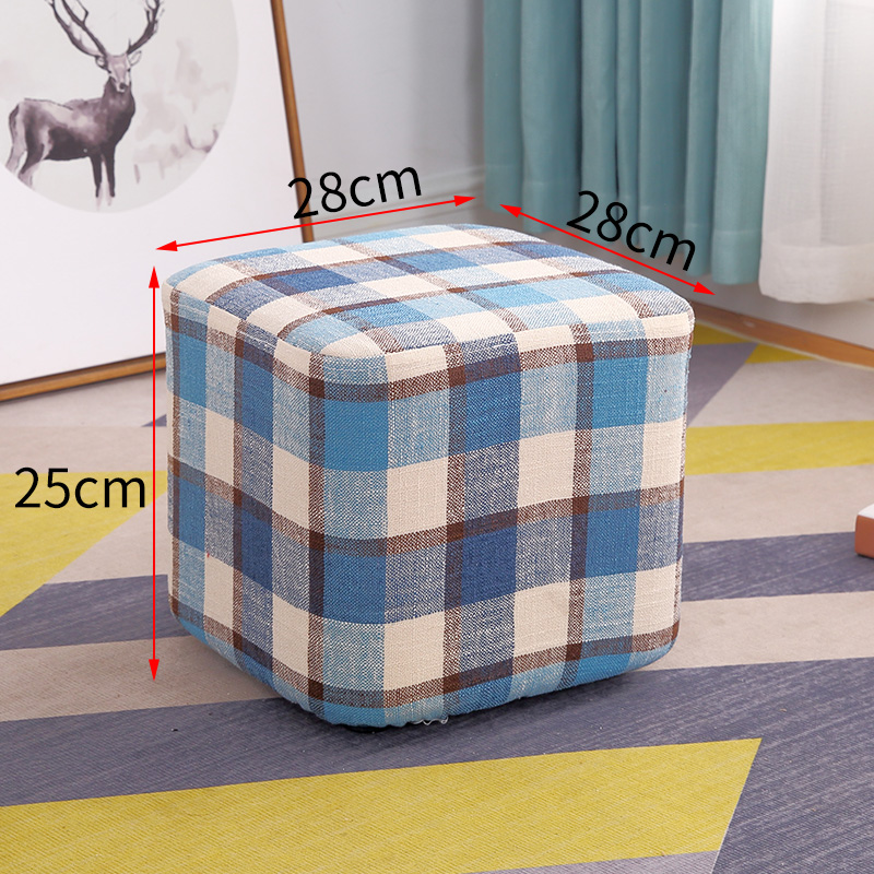 Taburete de tela de madera maciza para cambiar zapatos Taburete de moda Taburete de sofá creativo Taburete de mesa de centro Taburete redondo Taburete de banco pequeño para el hogar