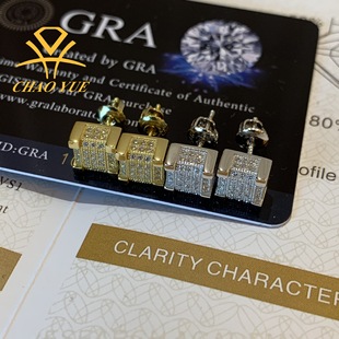 Cross-Border Hip-Hop Jewelry S925 Silver Vvs Moissanite Premium Earrings Passed Gra Certification and Are a Best-Selling Model in Europe and America
