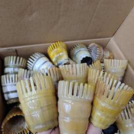 白牦牛角半截洗头梳按摩洗头梳牛角筒梳经络穴位按摩梳头疗头部