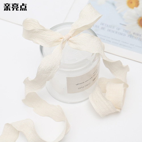 2.5CM lace pleated ribbon flowers bouquet decoration ribbon gift box diy packaging with florist supplies floral art