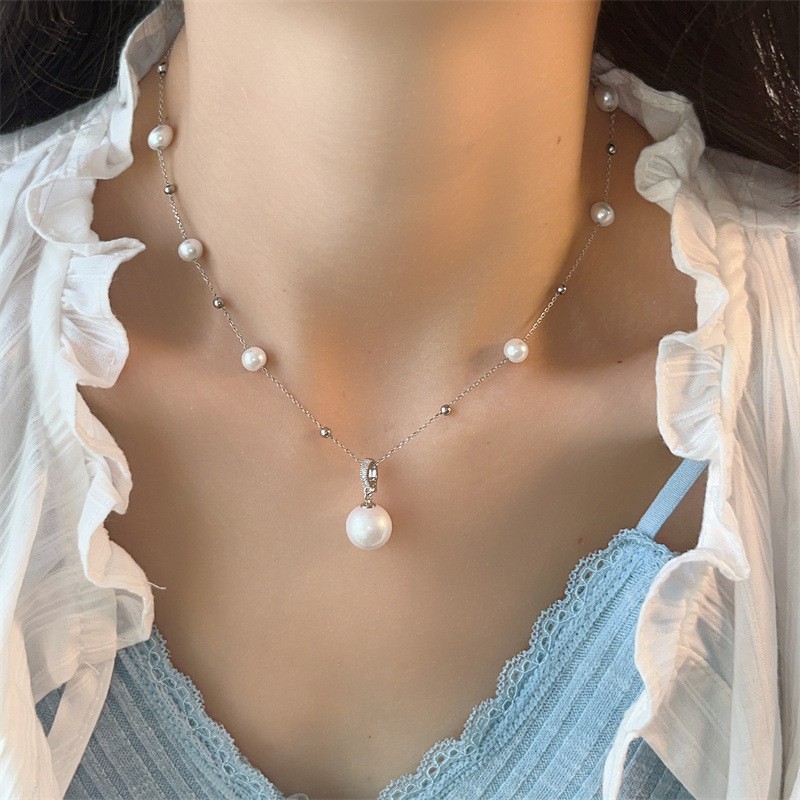 A277 안개꽃 펜던트 진주 목걸이