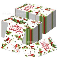 CZJ022クリスマスグリーン花柄祭りロングティッシュパーティー祭り食器パーティー使い捨て紙