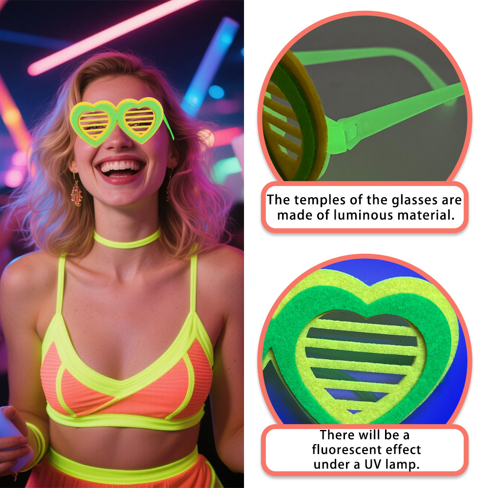 Nuevas decoraciones de fiesta con tema fluorescente, gafas, cumpleaños para niños, ambiente fotográfico, accesorios de vestir, marco de gafas de fieltro