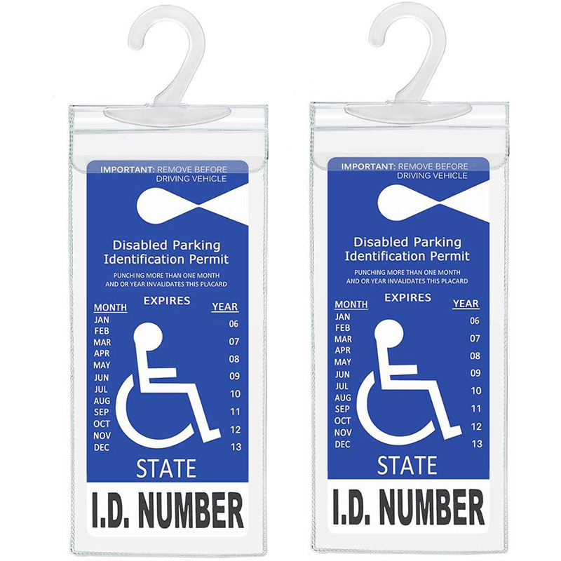跨境TEMU亚马逊残障标语牌PVC挂钩袋停车牌袋 残疾卡牌汽车挂袋