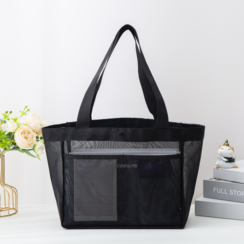 Mesh Handbag Large Capacity Nylon Mesh Storage Bag Shopping Bag Outdoors Portable Single Shoulder Bag Beach Bag