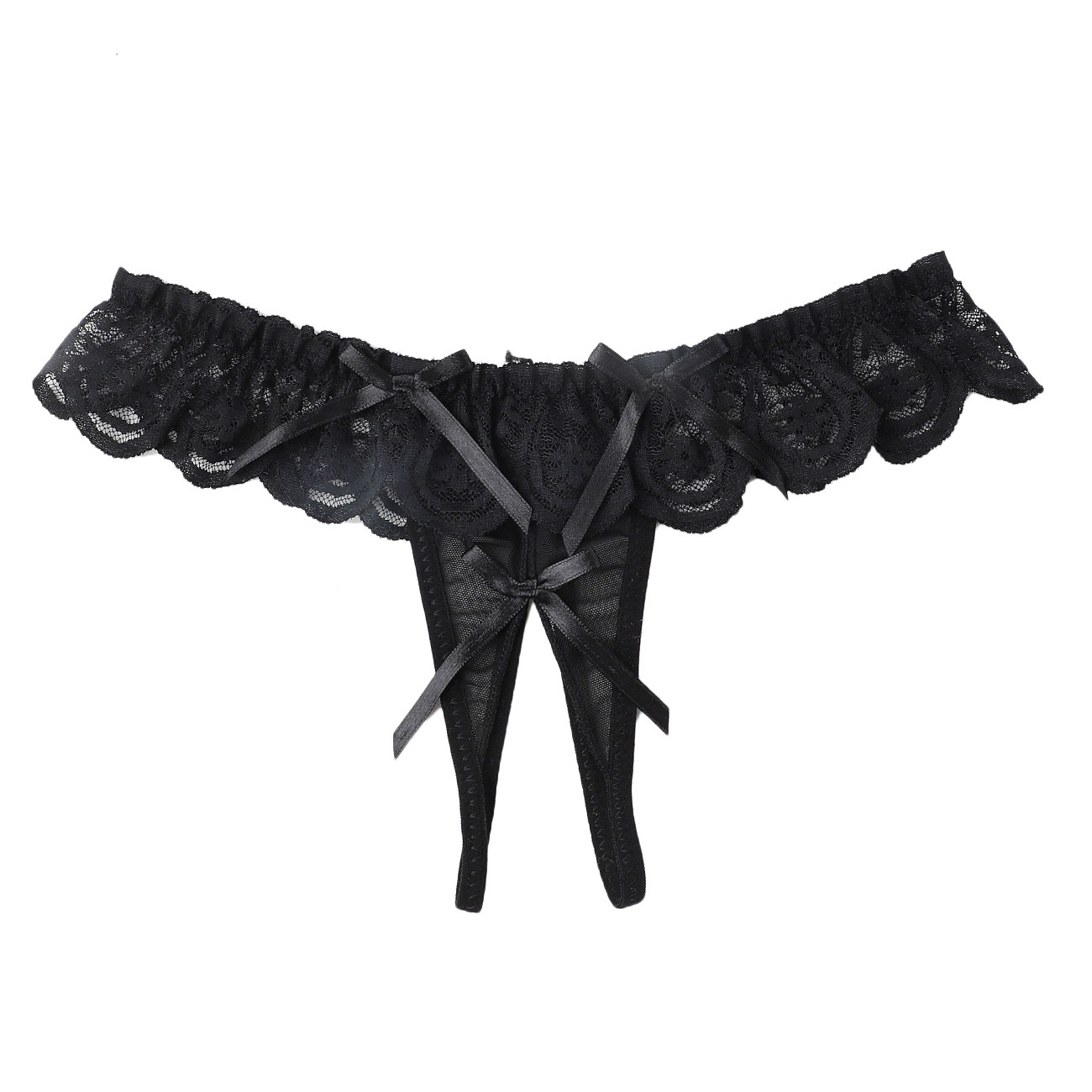 Pantalones íntimas de encaje femeninas, arco de cintura baja, hueco abierto, fugas, ppp, triangles transparentes, thongs