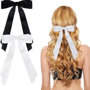 New Satin White Bow Hairpin Headwear Women's Head Bow Head Flower Cyber Celebrity Photo Accessories
