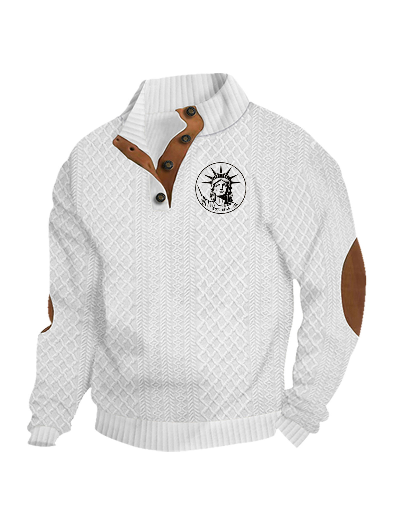 Transfronterizos Amazon otoño invierno caliente tamaño europeo para hombres al aire libre imitación de cuello de manga larga impresa hoodie de tres botones
