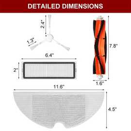 1套 图片色 塑料 Hepa 过滤器主边刷拖把布尘盒更换套件 适用于小