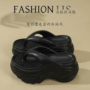 9CM Thick-soled Flip-flops Summer Wear Height-increasing Women's Shoes Beach Shoes 2025 Fashion All-match New Slippers Women's EVA