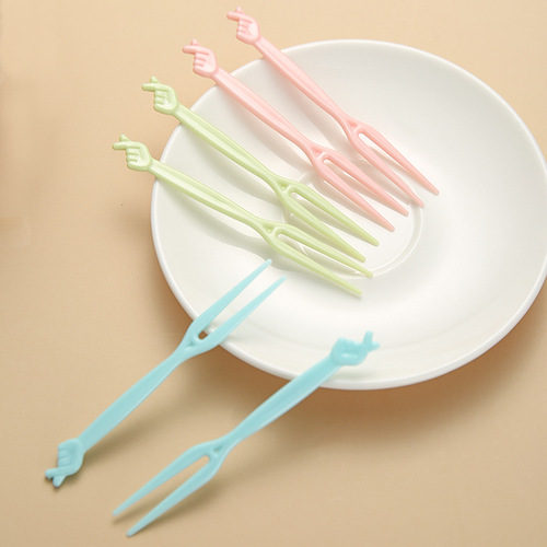 Fruit fork set fruit pick disposable plastic two-tine household fruit cake dessert fork snack fork