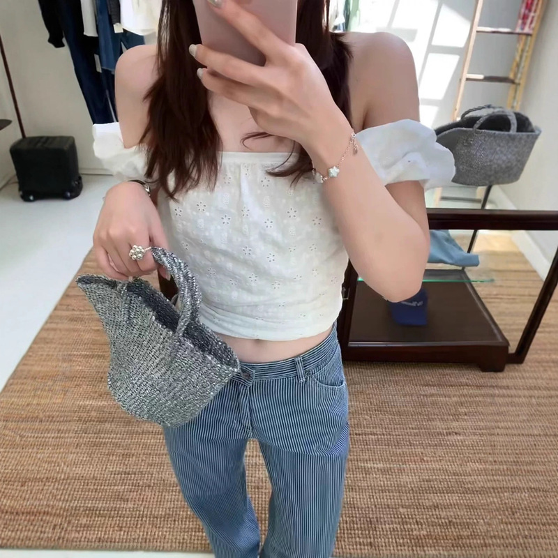 韩系小众ba*net蓝色条纹直筒工装牛仔裤女显瘦休闲长裤女秋新款|undefined