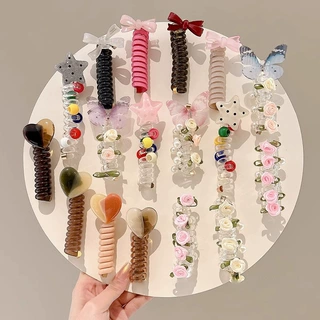 女泡泡辫编发发绳高弹力扎头头绳电话线2025新款发圈成人头饰皮筋