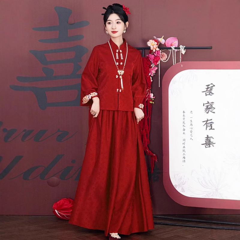 Toast Dress Bride Red suit Engagement Dress 2025 New Chinese Style Xiuhe Dress Wedding Dress Wedding Dress