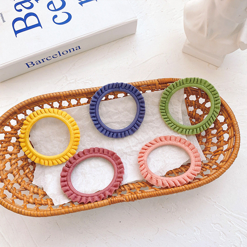 少女心簡約荷葉花邊發圈高彈力扎頭髮皮筋可愛百搭甜美頭繩髮飾