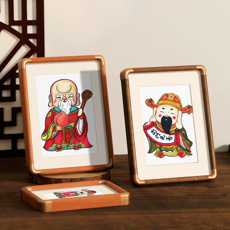 New Chinese Photo Frame Set Table Family Photo Imitation Copper Corner Solid Wood Calligraphy Chinese Painting Frame Mounted Calligraphy and Painting Living Room Study Decoration New Chinese Photo Frame Set Table Family Photo Imitation Copper Corner Solid Wood Calligraphy Chinese Painting Frame Mounted Calligraphy and Painting Living Room Study Decoration