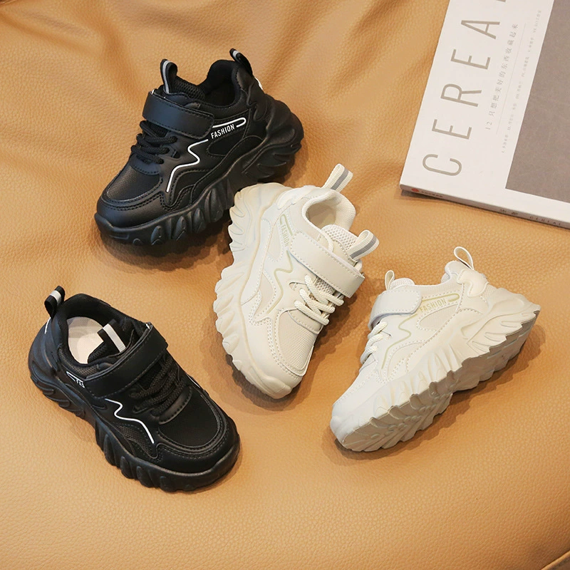 Детская спортивная обувь весна-осень 2025, новые кроссовки для мальчиков в стиле "dad shoes", нескользящие белые кроссовки для девочек, мягкая подошва, повседневная обувь для малышей