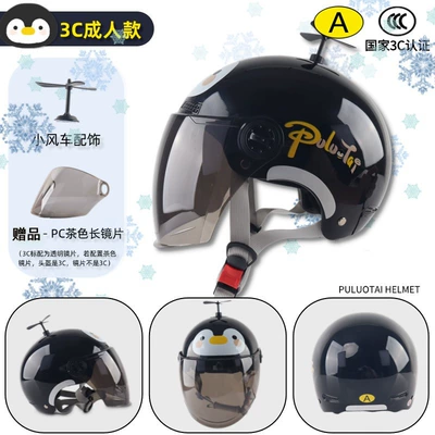 Adult Motorcycle Helmet for Women, Motosiklet kaskı (dəbilqə) - 3c-adult-black-penguin-tea-mirror-windmill