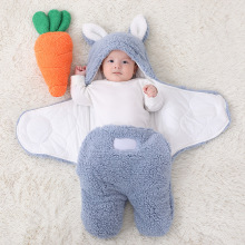 新生儿羊羔绒分腿包被宝宝秋冬加厚绗棉睡袋包巾婴儿防踢被抱被毯