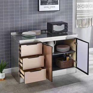 Stainless Steel Cabinet for Home Kitchen, Simple Assembly, Economical Rental Stove Cabinet, Storage Cabinet, Cupboard, Sink