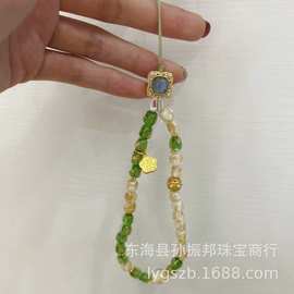 热销款原创设计金箔琉璃手机链钥匙扣拼色饰品批发