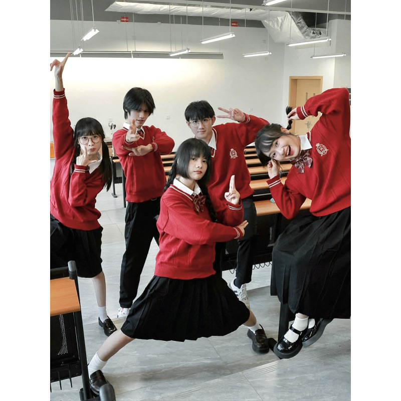 (2개) 대학 스타일 가을 중학교 고등학교 고등학교 학생 스포츠 회의 수업 교복 졸업 교복 합창 암송 공연 유니폼 세트 여성