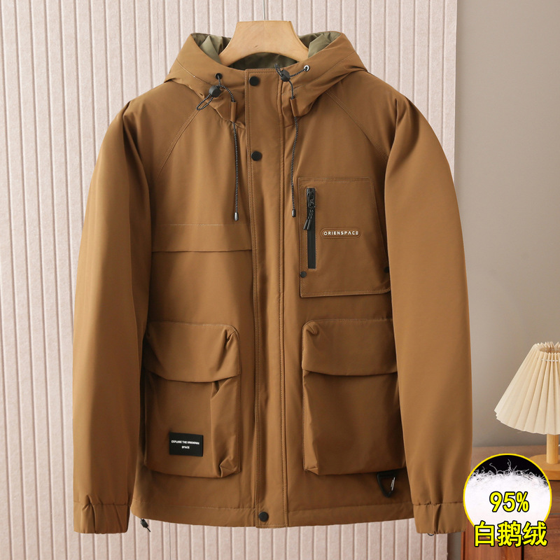 95 Goose down Jacket Men's Sea Cut Label Winter Windproof Warm Fashion Casual Drawstring Hooded Jacket Men 4Y229