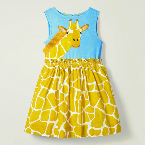 Little maven2024 European and American cartoon sleeveless girls' dress summer pure cotton children's dress cross-border children's clothing