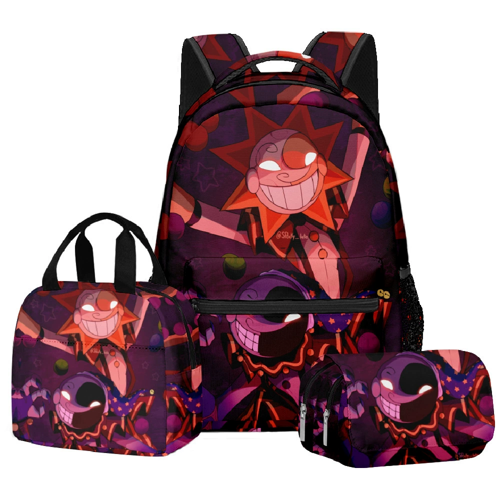 3D новый продукт напечатанный солнечный клоун sundrop FNAF школьный рюкзак портфель ланч-бэг пенал набор из трёх предметов