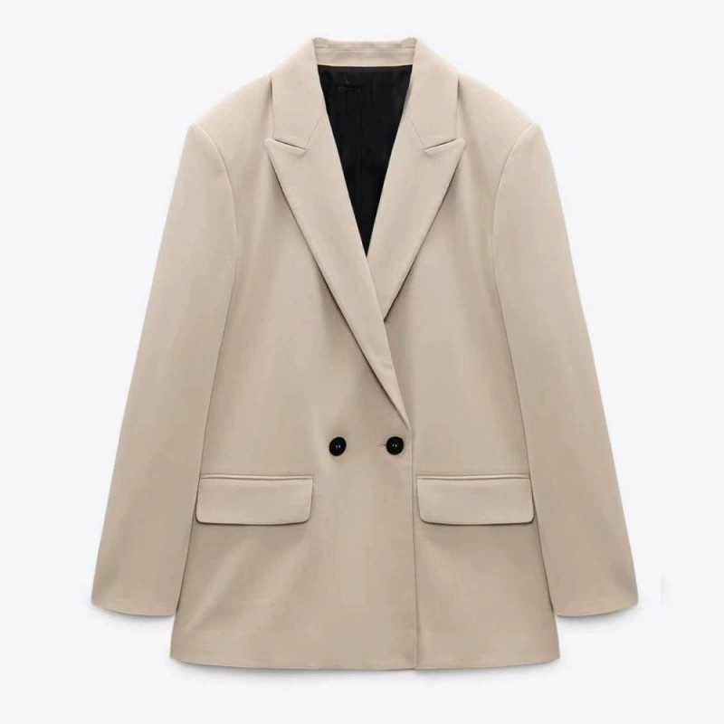 2753432 Ранняя осень, новый однотонный свободный двубортный пиджак 02753432711