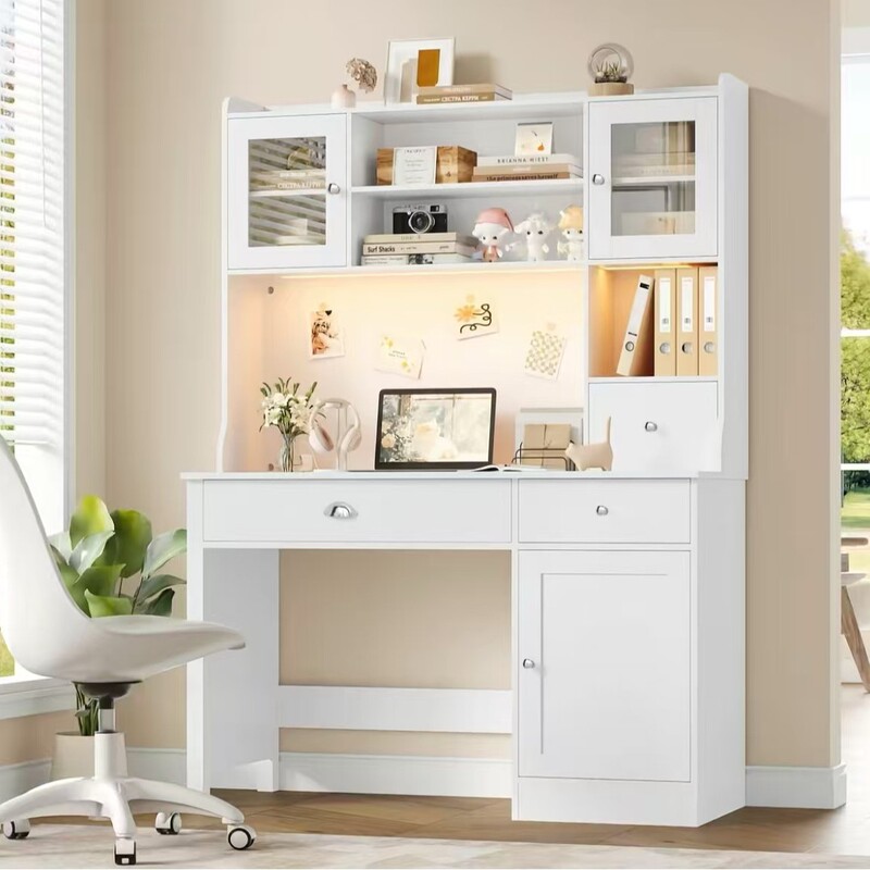 Cross-Border E-Commerce Black Friday Deals: Executive Desk with Storage Cabinet and Power Outlets