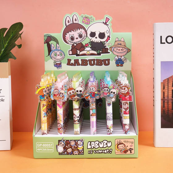 Foreign trade labubu labubu gel pen high color value ins cartoon cute press black pen net red 2024 cross-border