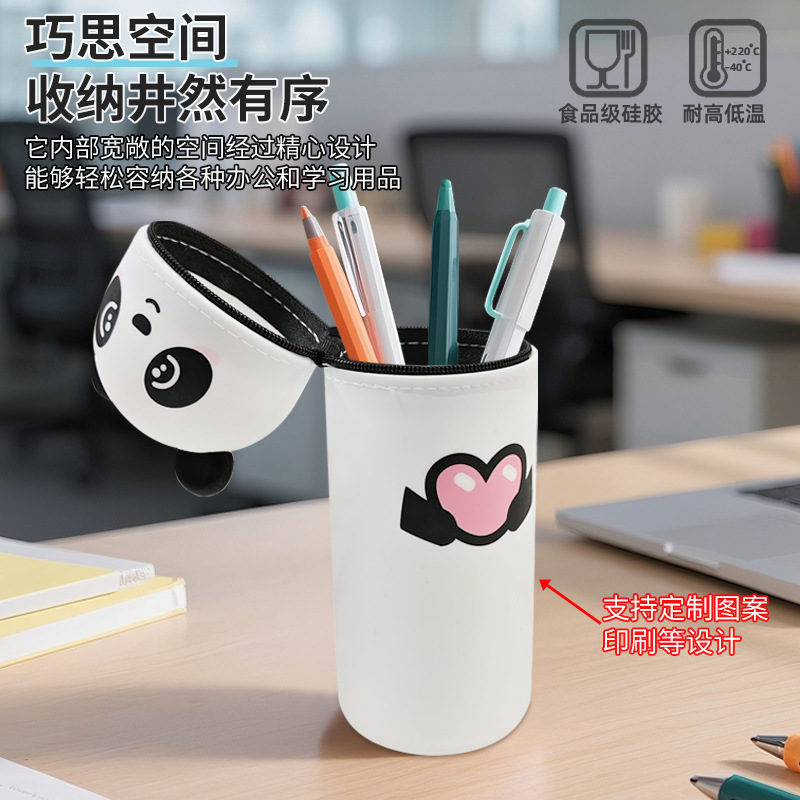 Estuche de lápices de silicona con diseño de panda