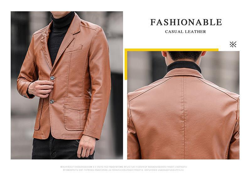 Herrenbekleidung Großhandel Lederjacken für Männer Frühling neue Lederjacken modische Slim Fit kleine Anzug Lederjacken schön lässig vielseitig_voghion.com