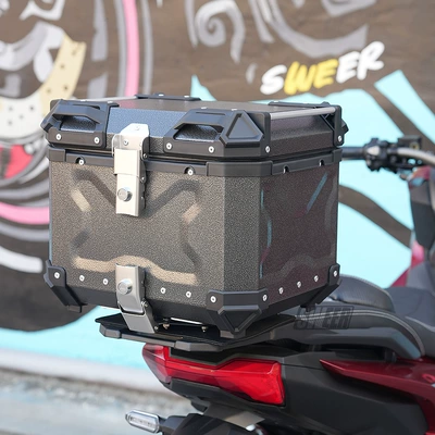 Motorcycle trunk box storage box large capacity - 36l-three-sided-embossed-explosion-black
