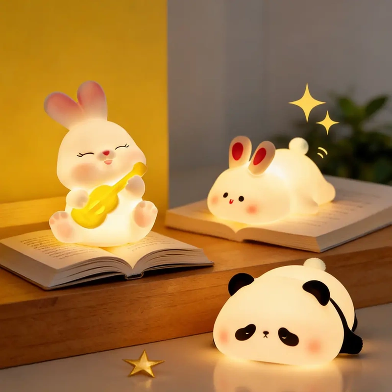 Cross-border Panda Night Light, a high-end ambient light, perfect as a gift for children; silicone tap-activated light, wholesale from the factory