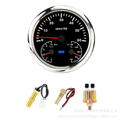 Pressure Gauge Water Temperature – automobile instrument - black-plate-6k-speed-oil-pressure-bar-water-temperature-three-in-one