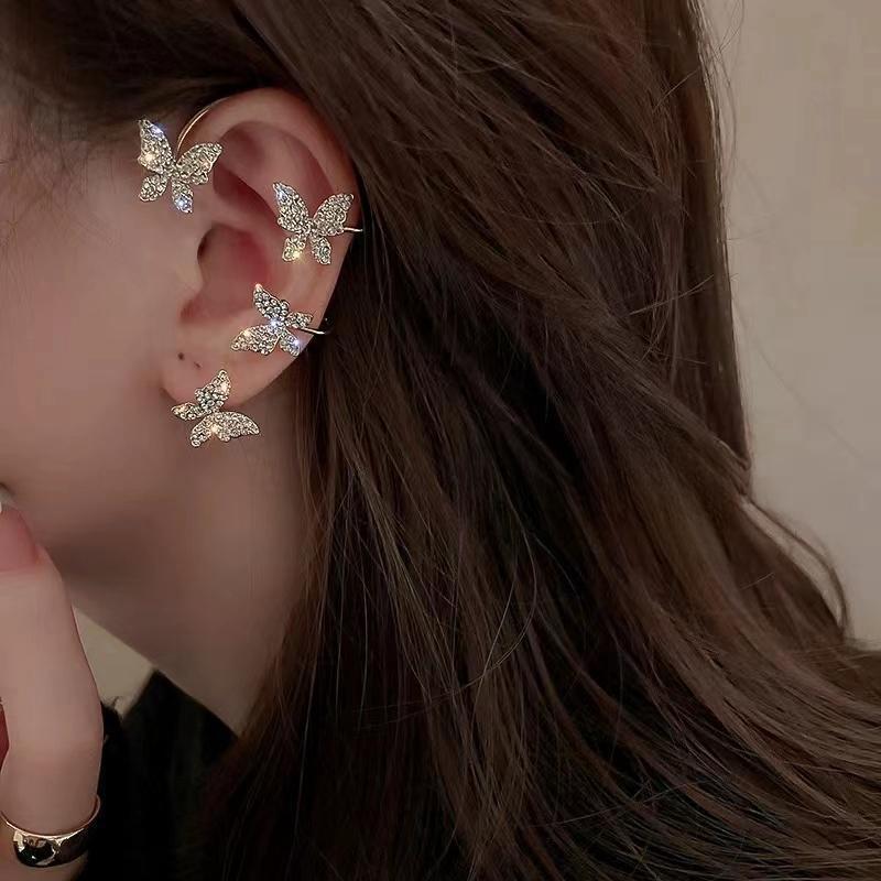 Explosive sales of diamond studded butterfly earrings, fashionable commuting without holes, ear clips, internet_voghion.com