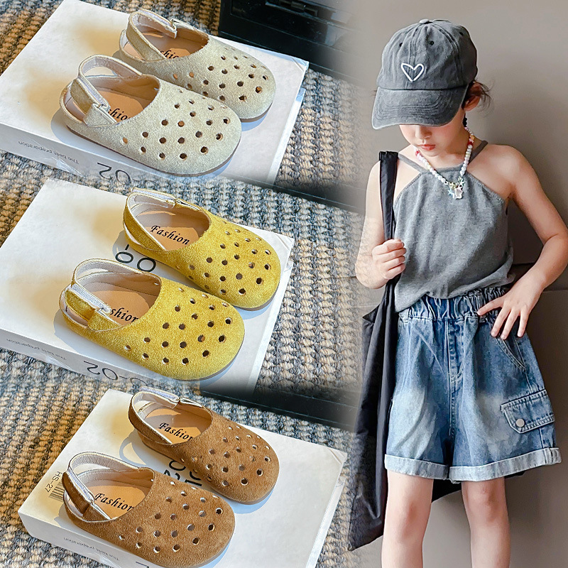 Korean Style Children's Birkenstock Shoes 2025 Spring and Summer New Korean Version Girls' Clogs Closed-Toe Sandals Boys' Soft-Soled Leather Shoes Trendy